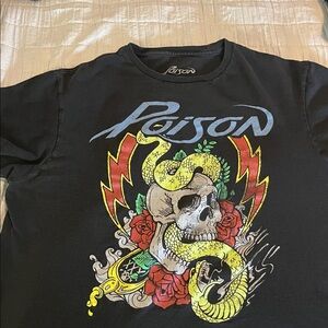 Poison Black Graphic Tee with Skull and Snake Design